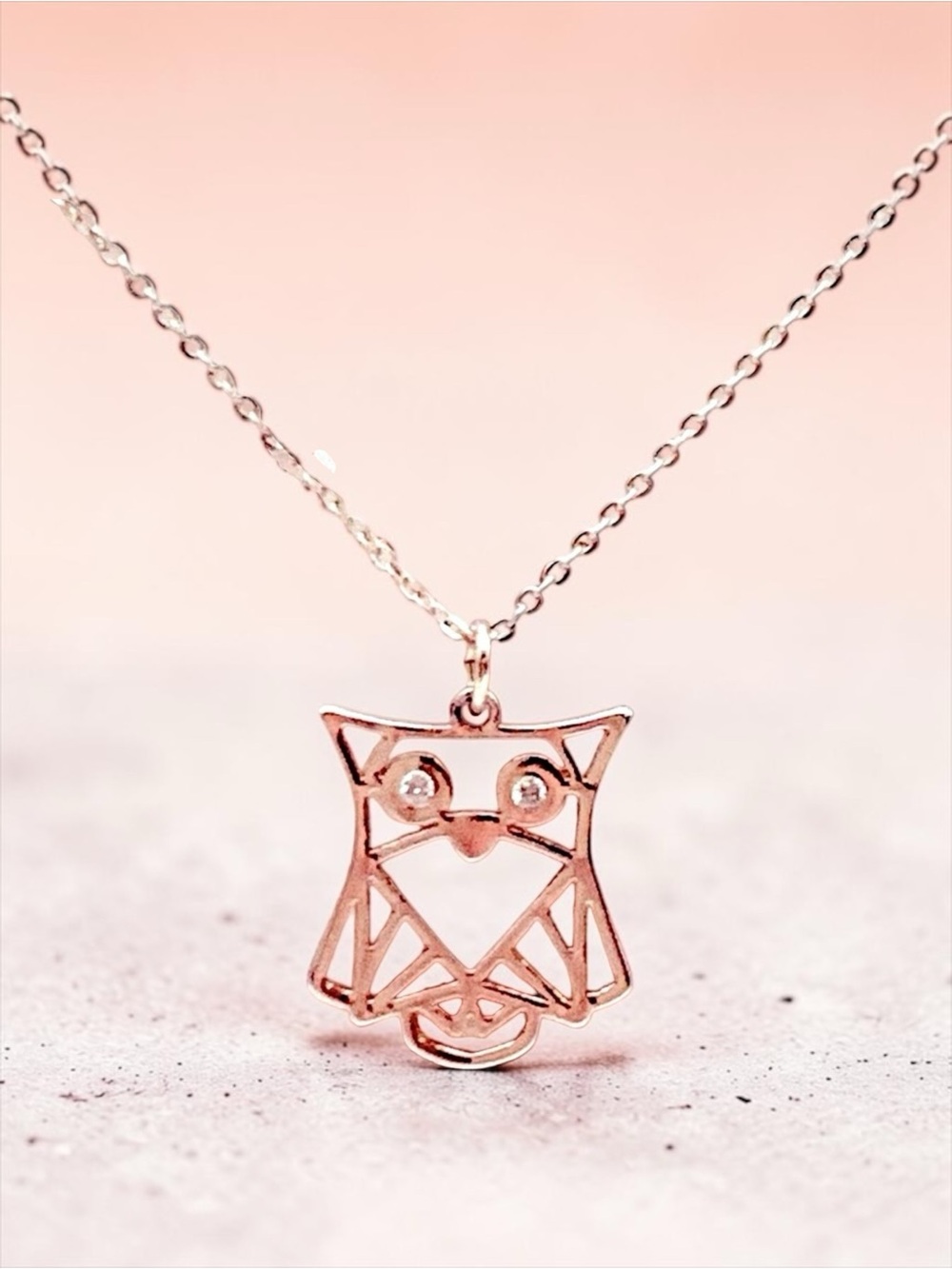Owl With Cubic Zirconia Eyes Signed LC Lauren Conrad Gold Plated Necklace